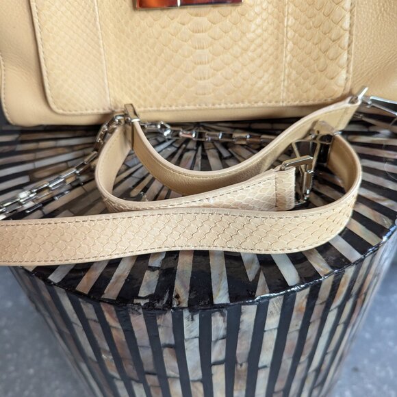 Michael Kors Collection Quinn Top-handle Satchel with Leather/Chain Strap - Picture 3 of 6